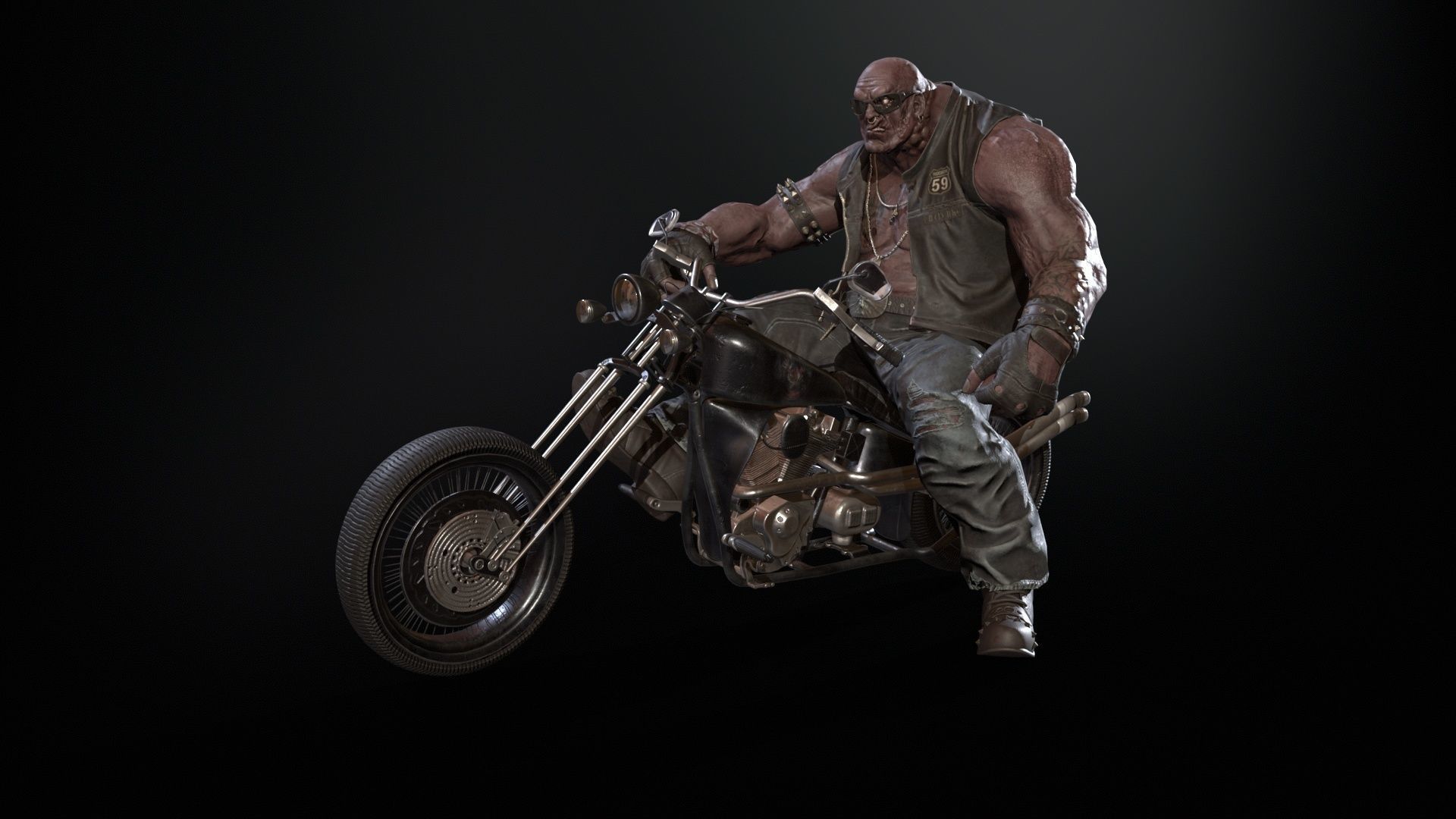 ZombieBiker Low-poly 3D model_9