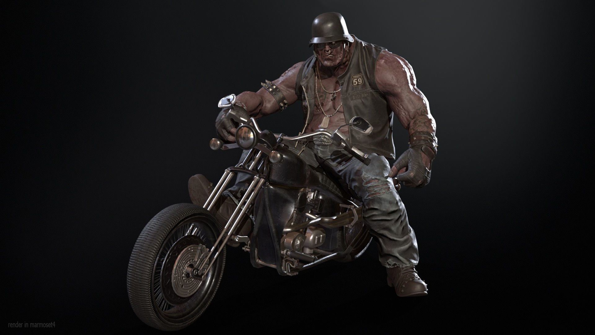 ZombieBiker Low-poly 3D model_2