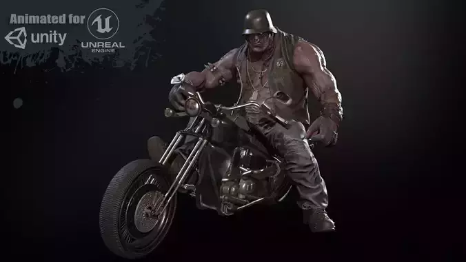ZombieBiker Low-poly 3D model