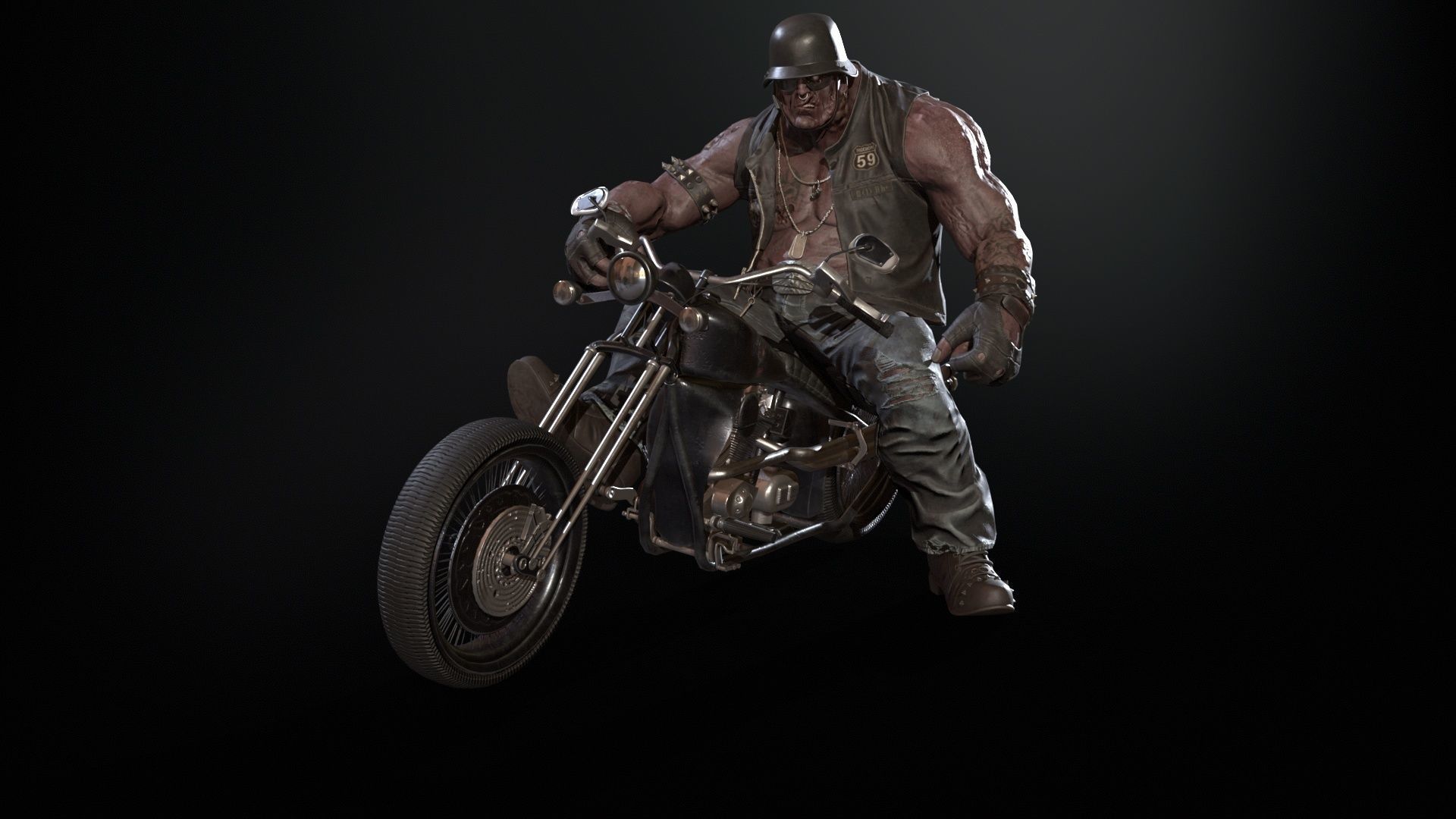 ZombieBiker Low-poly 3D model_6