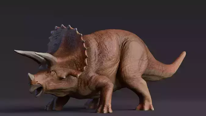Low poly Realistic Dinosaur - Triceratops Low-poly 3D model