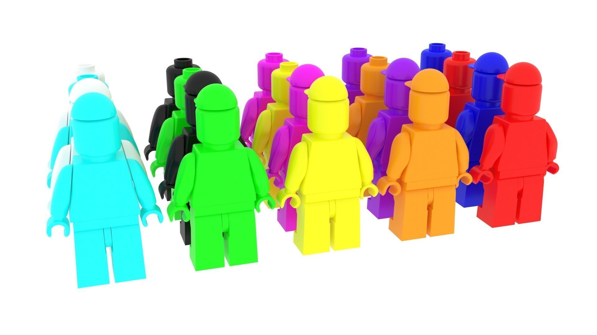 Plastic Lego Mans Set 3D model_2