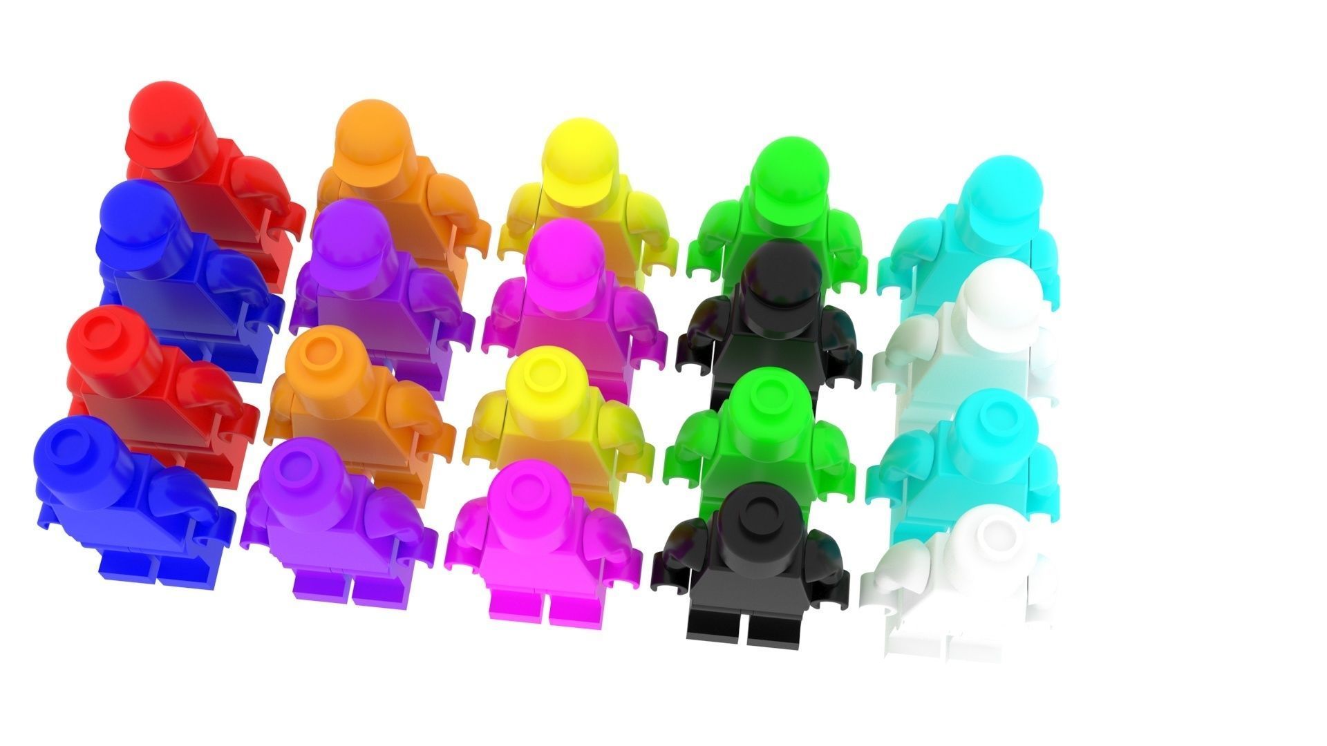 Plastic Lego Mans Set 3D model_6