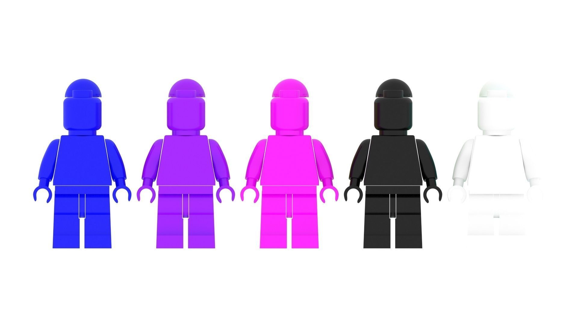 Plastic Lego Mans Set 3D model_8