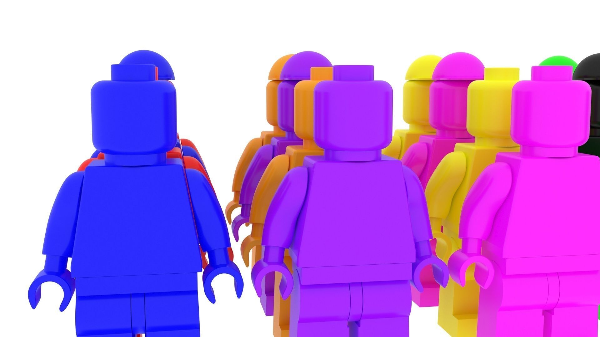Plastic Lego Mans Set 3D model_5