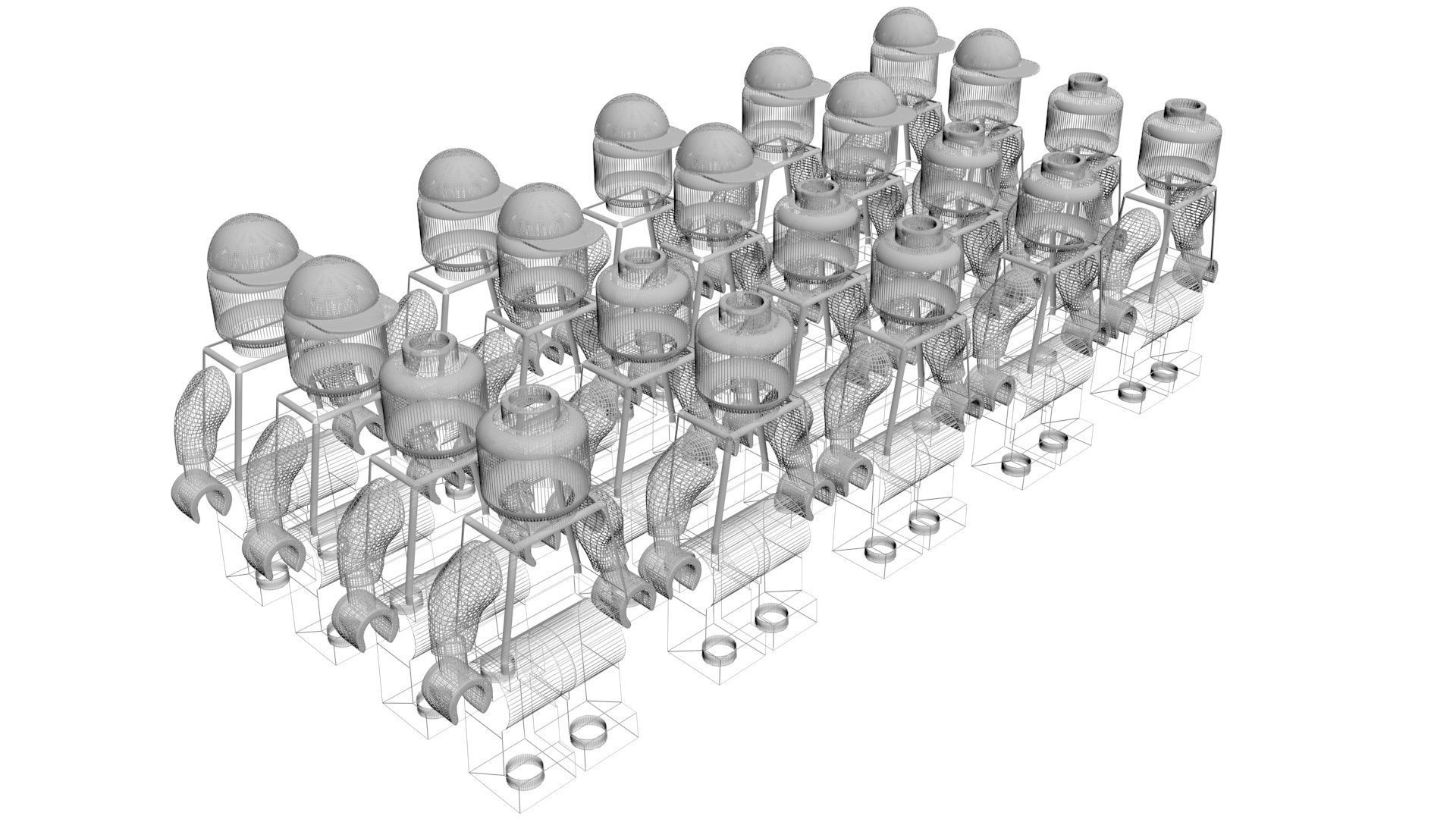 Plastic Lego Mans Set 3D model_13