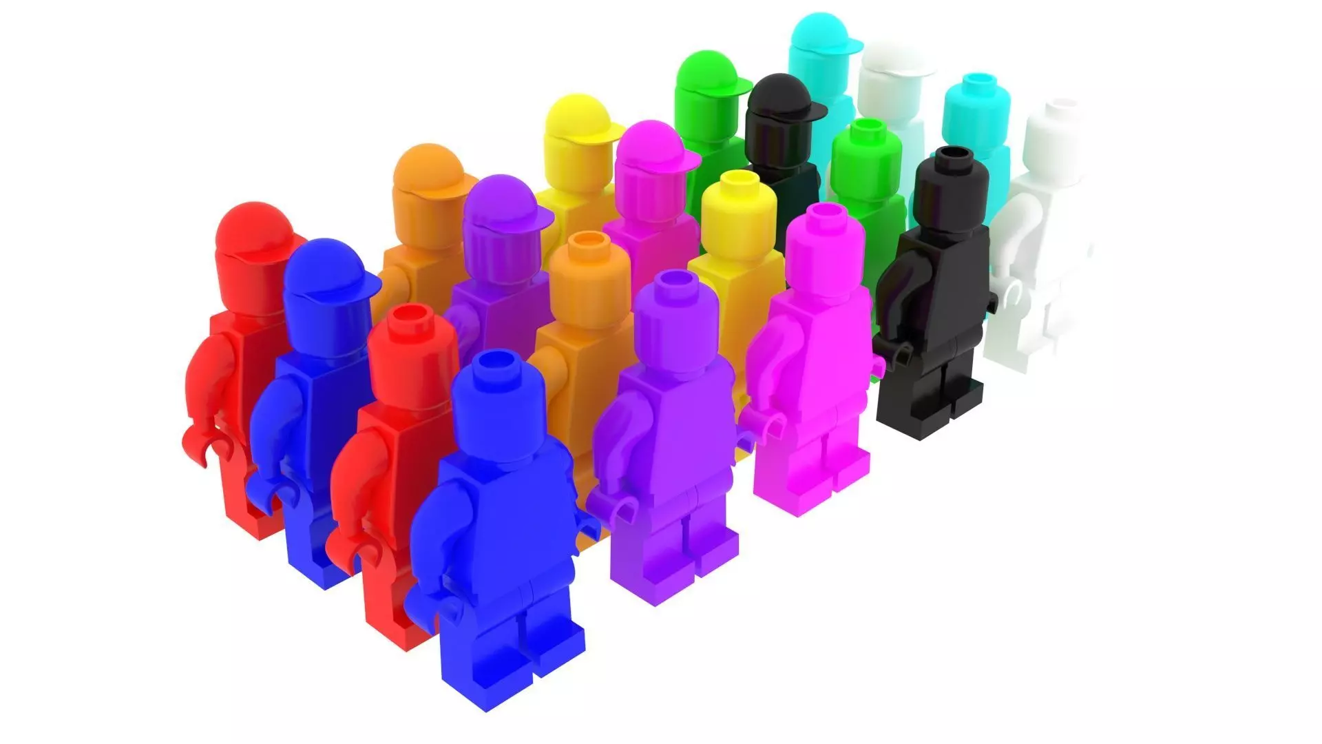 Plastic Lego Mans Set 3D model_0