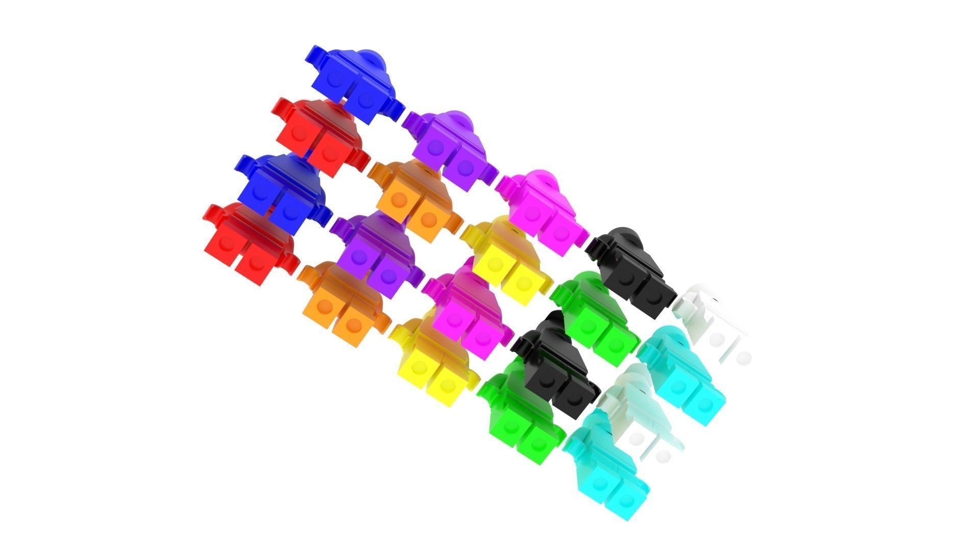 Plastic Lego Mans Set 3D model_4