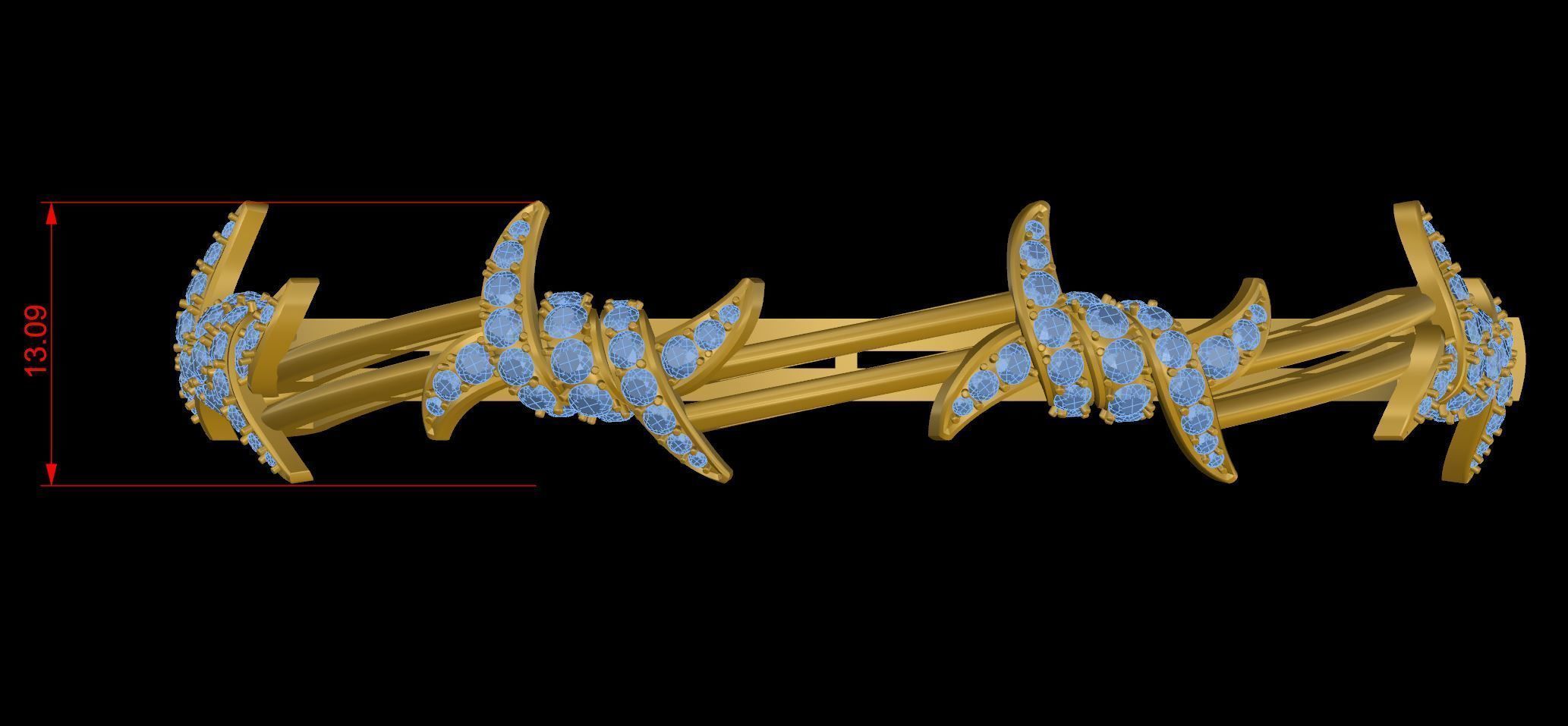 Bangle with Diamond 3D print model_3