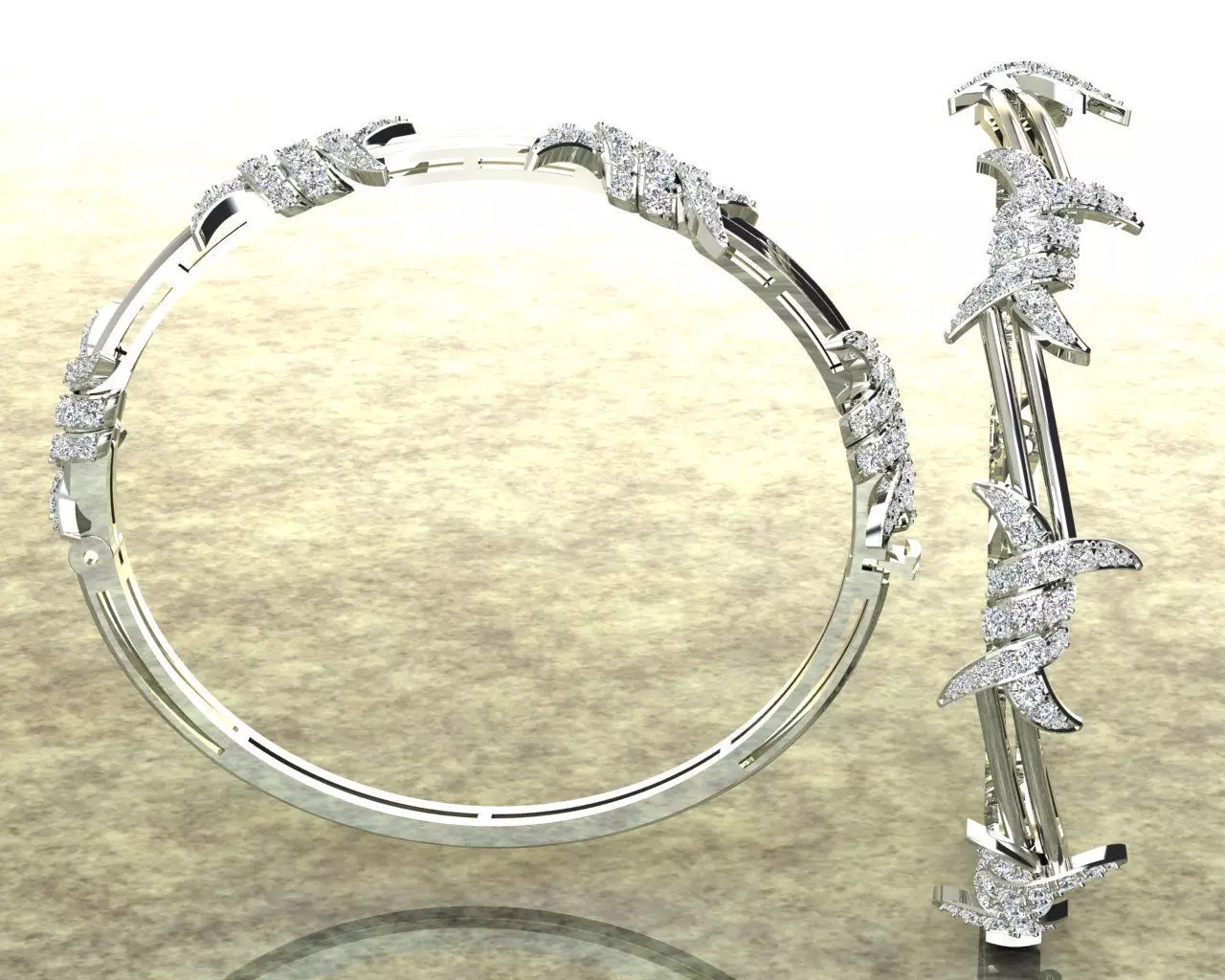 Bangle with Diamond 3D print model_0