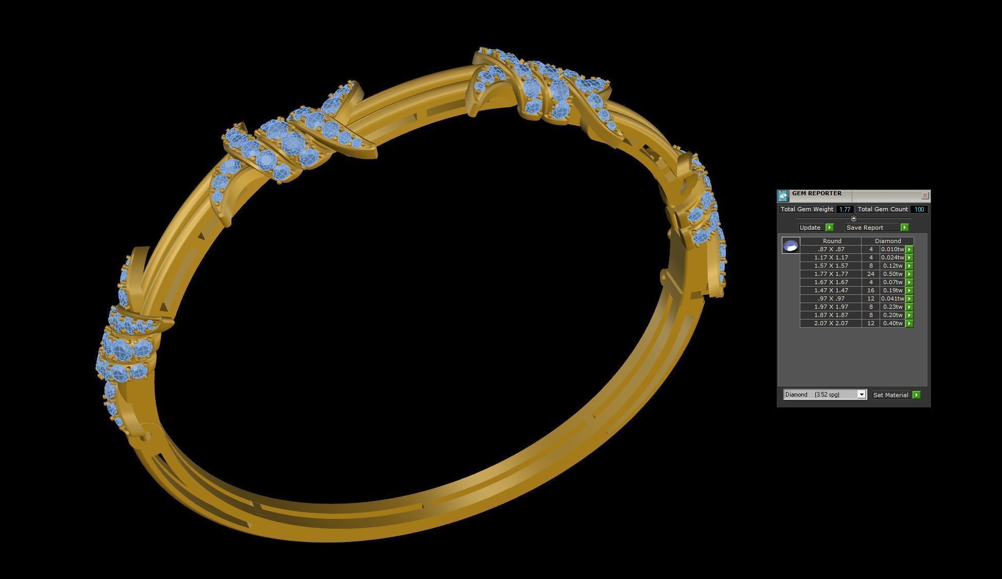 Bangle with Diamond 3D print model_1