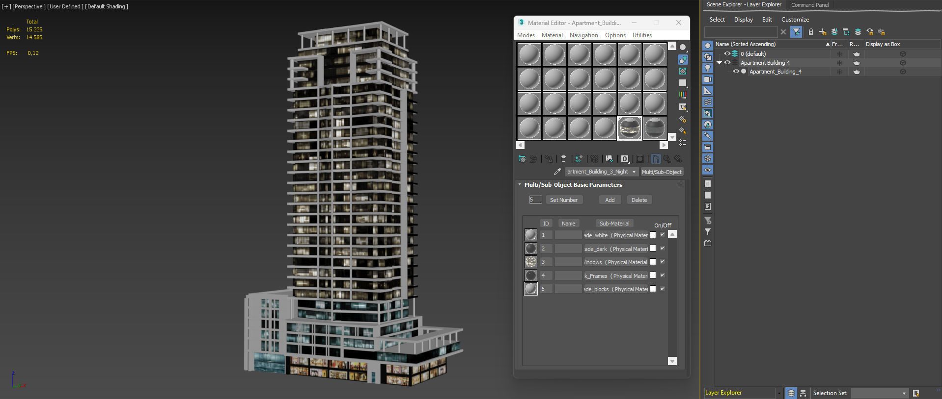 Apartment Building Day and Night Low-poly 3D model_23