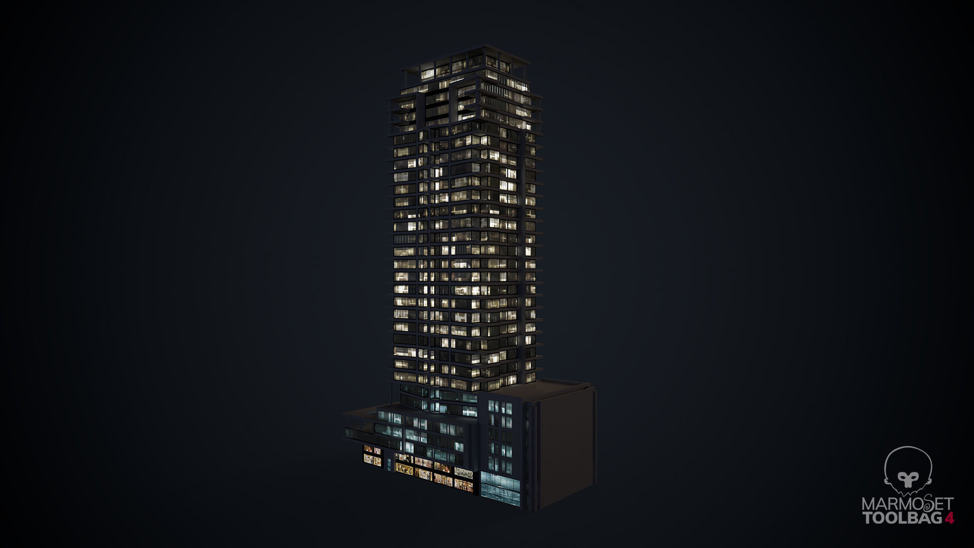 Apartment Building Day and Night Low-poly 3D model_14