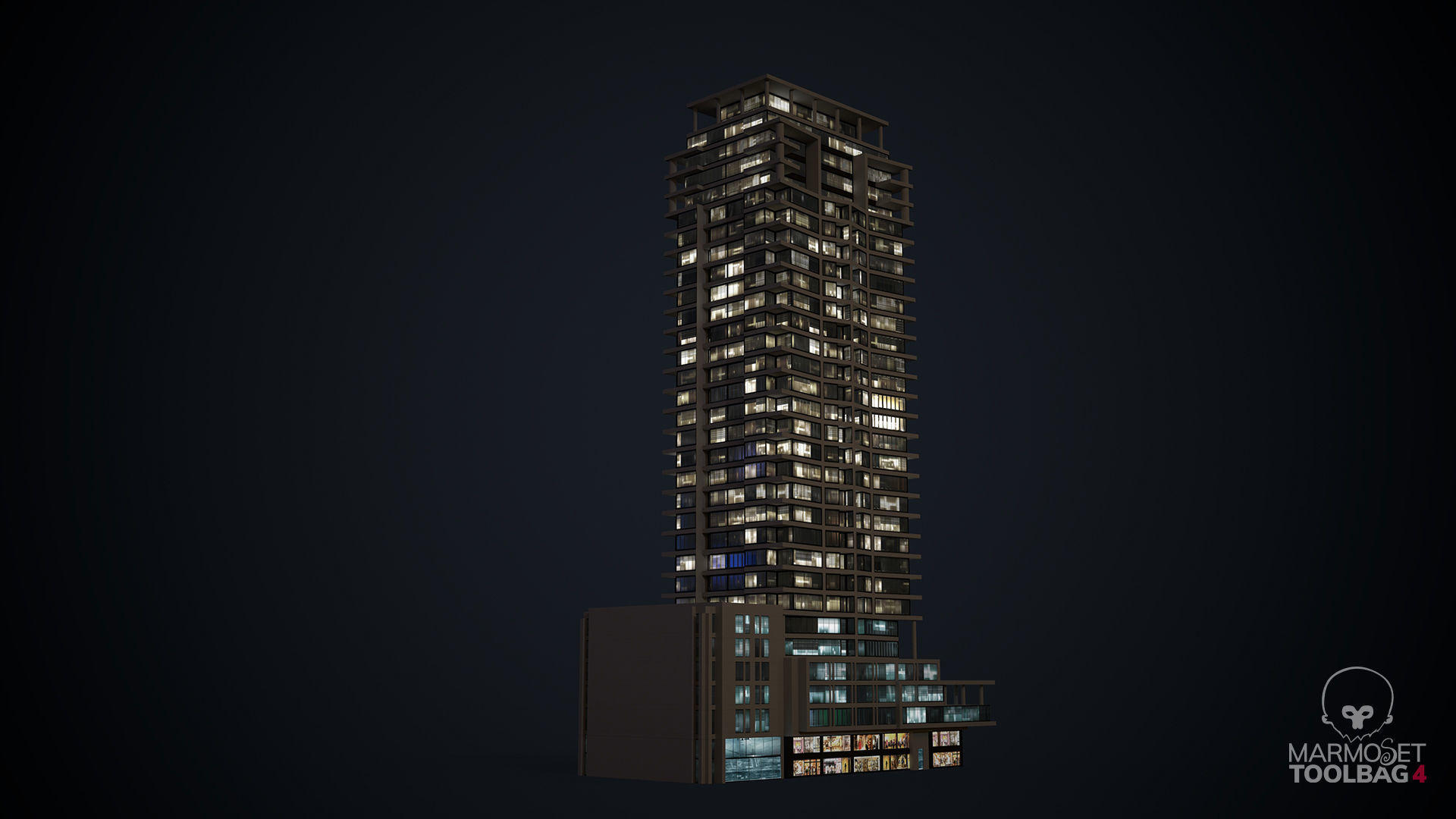 Apartment Building Day and Night Low-poly 3D model_6