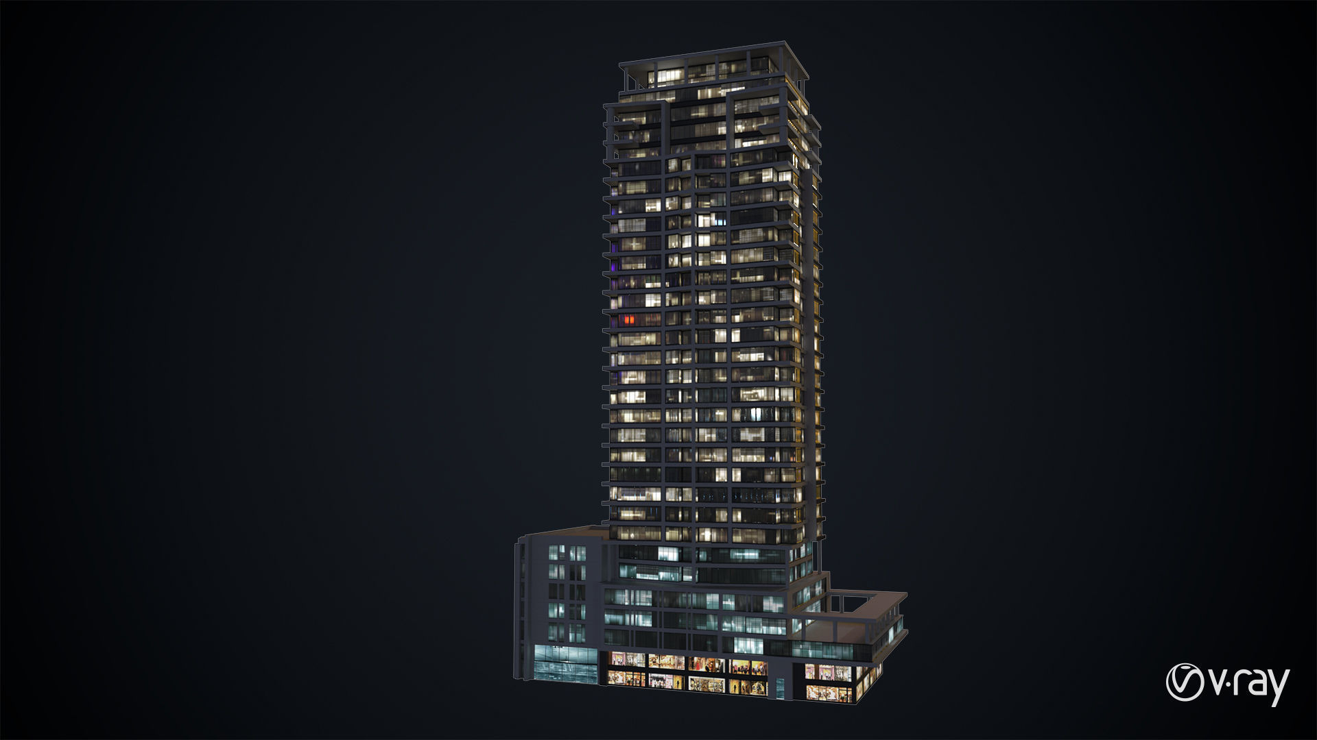 Apartment Building Day and Night Low-poly 3D model_18