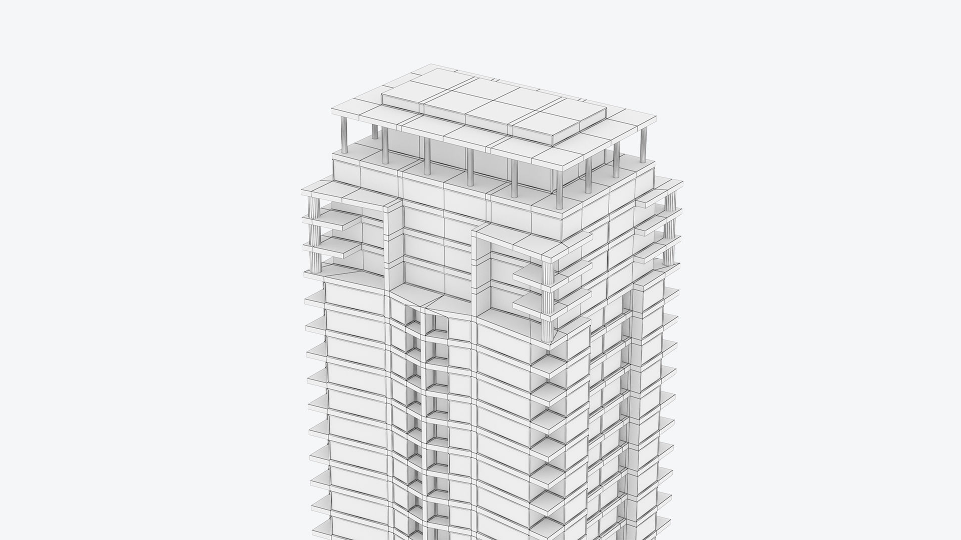 Apartment Building Day and Night Low-poly 3D model_22