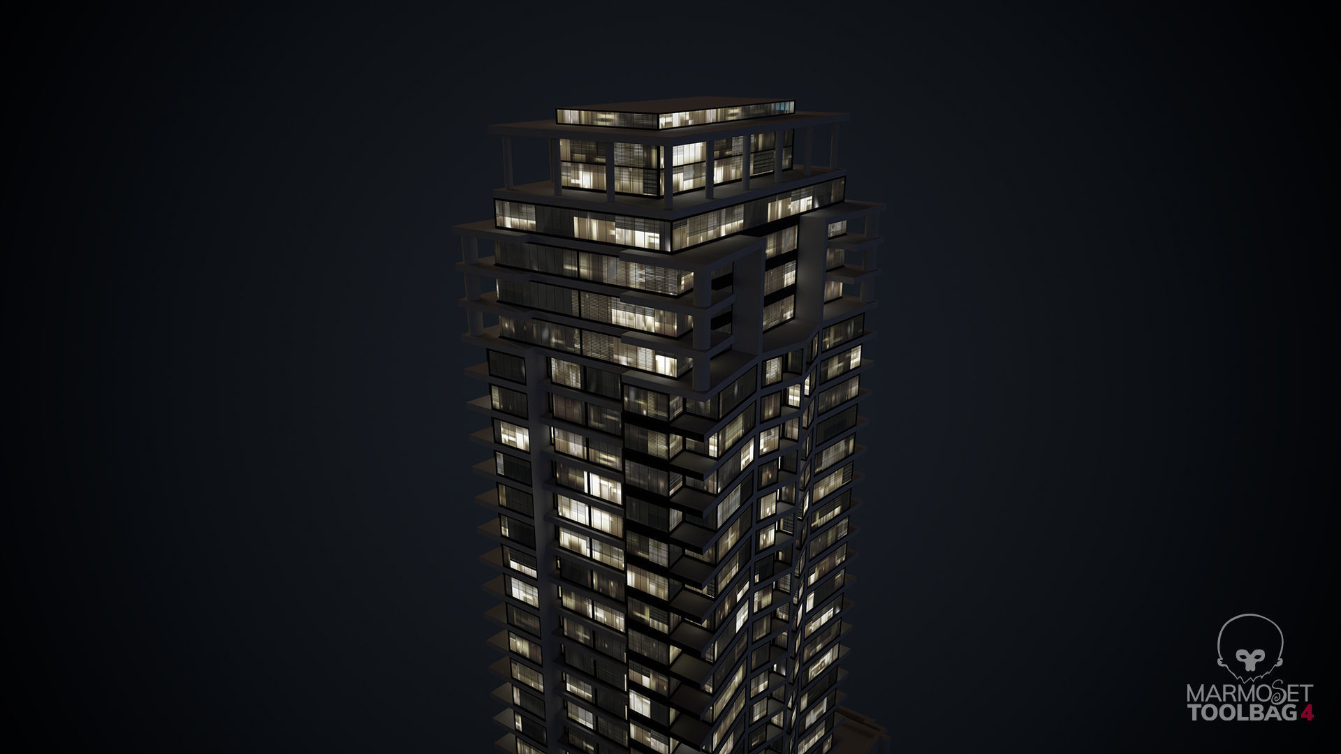 Apartment Building Day and Night Low-poly 3D model_12