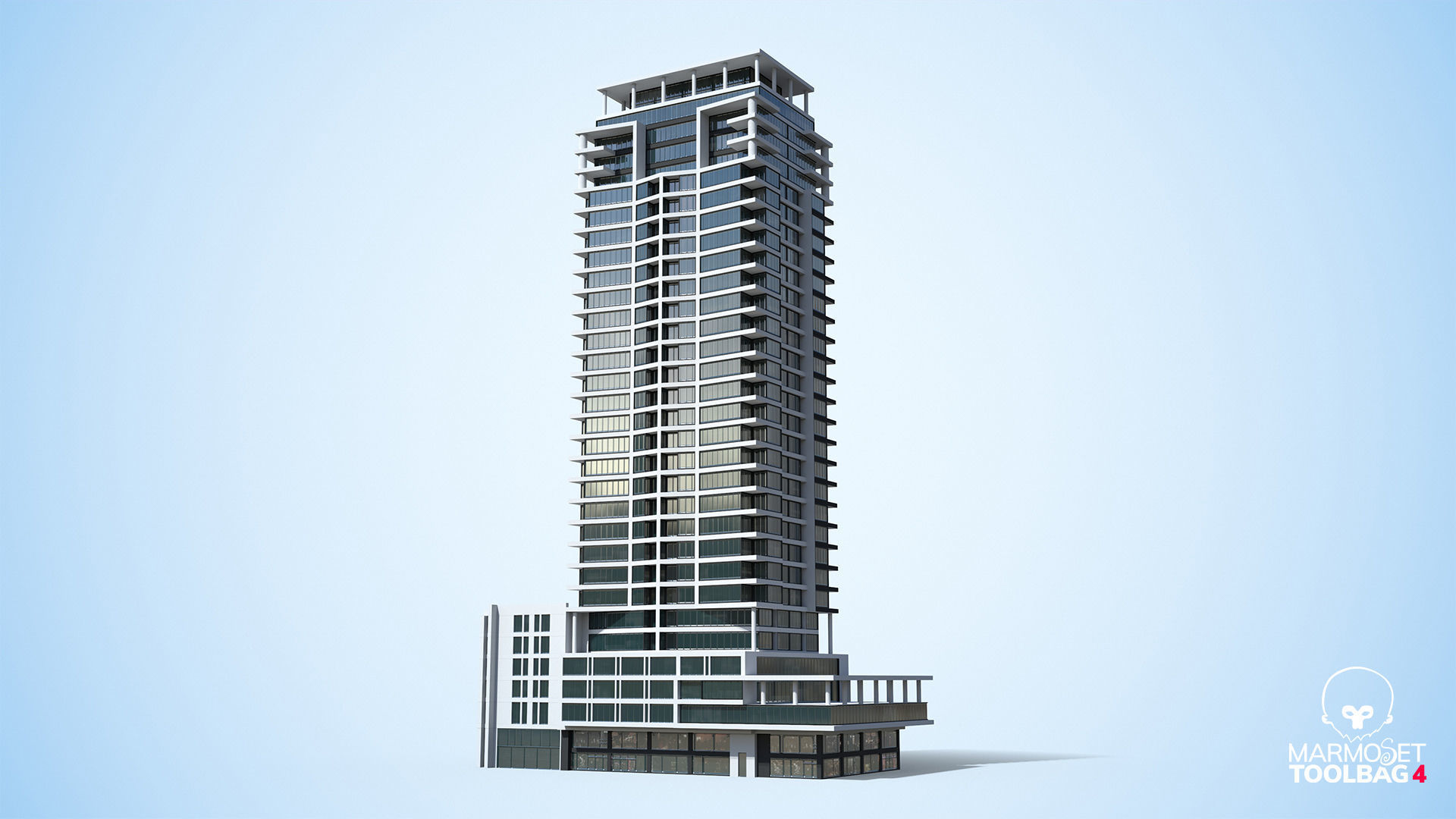 Apartment Building Day and Night Low-poly 3D model_3