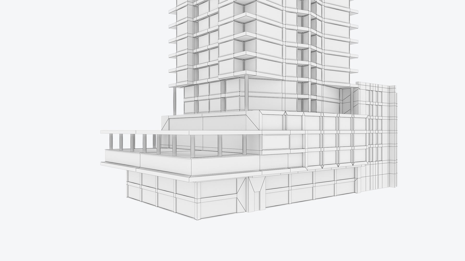 Apartment Building Day and Night Low-poly 3D model_21