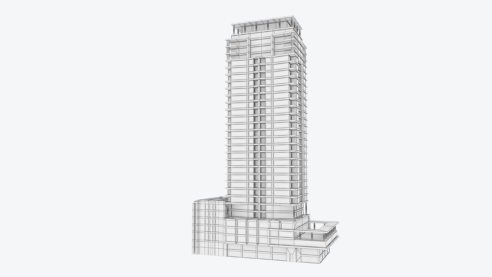 Apartment Building Day and Night Low-poly 3D model_19