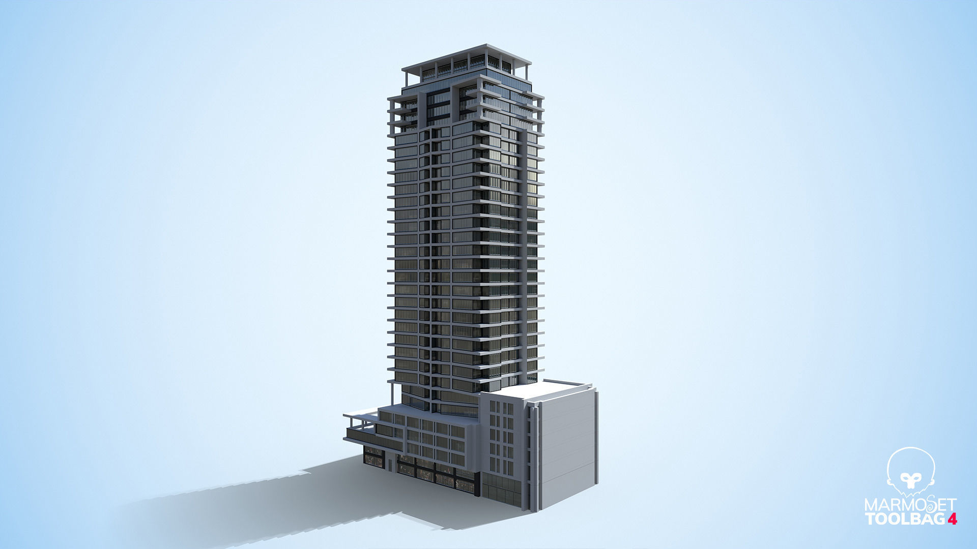 Apartment Building Day and Night Low-poly 3D model_13