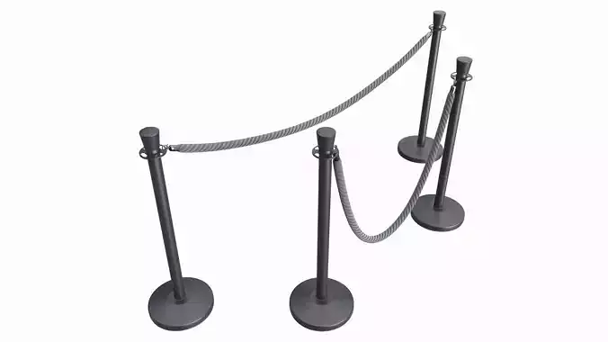Barrier post modern with braided rope 3D model