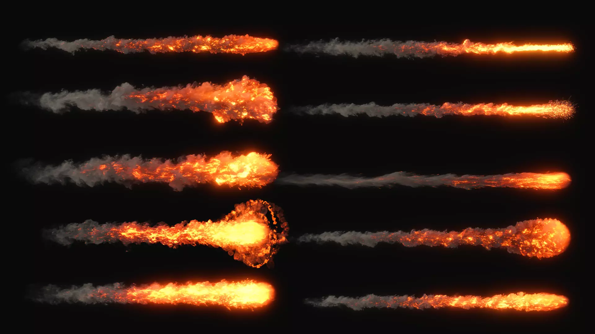 High Resolution Smoke Fire Trail Animations 3D model_0