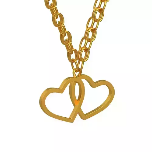 Gold Plated Double Heart Pendant Necklace 01