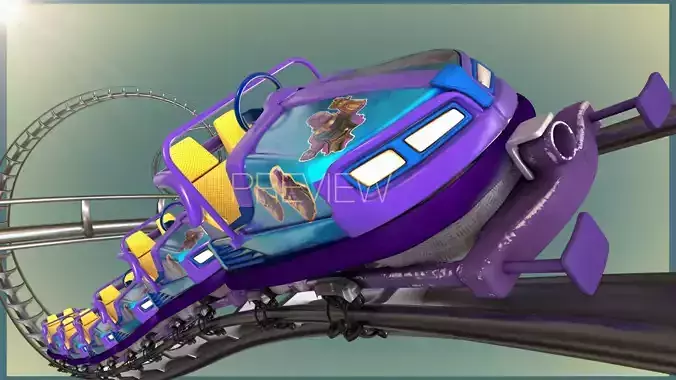 Animated Roller Coaster Train 3D model