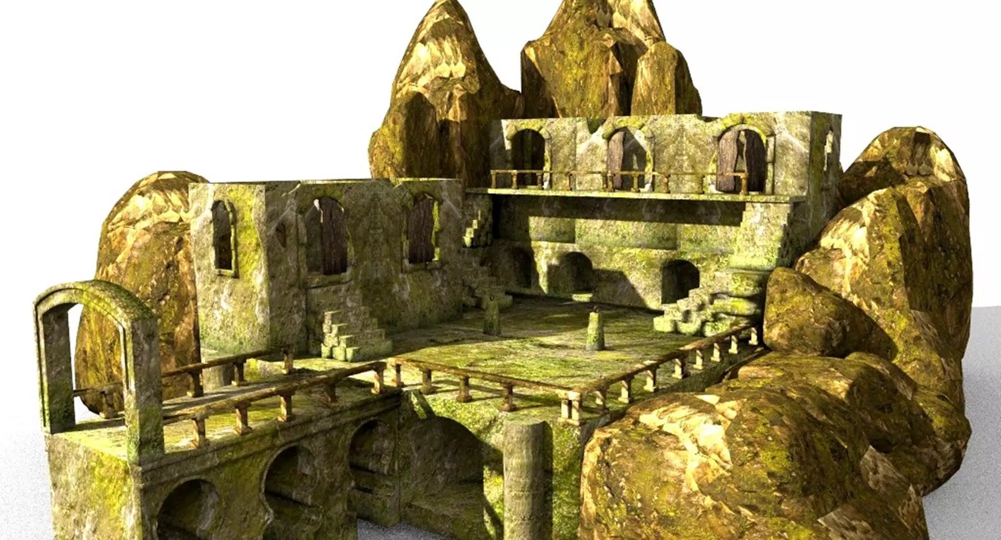 old abandoned prison dungeon island 3D model