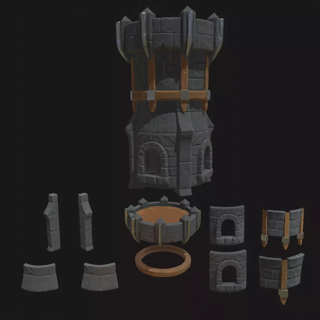 Tower Defense Constructor part Pbr1 Low-poly 3D model_0