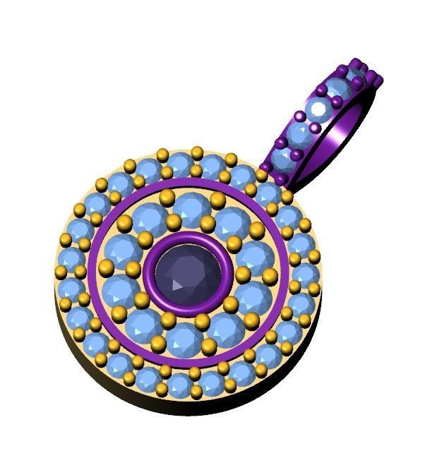 Evil Eye Diamond Pendant 3D print model_2