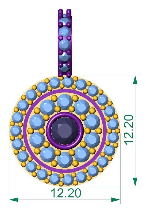 Evil Eye Diamond Pendant 3D print model_1