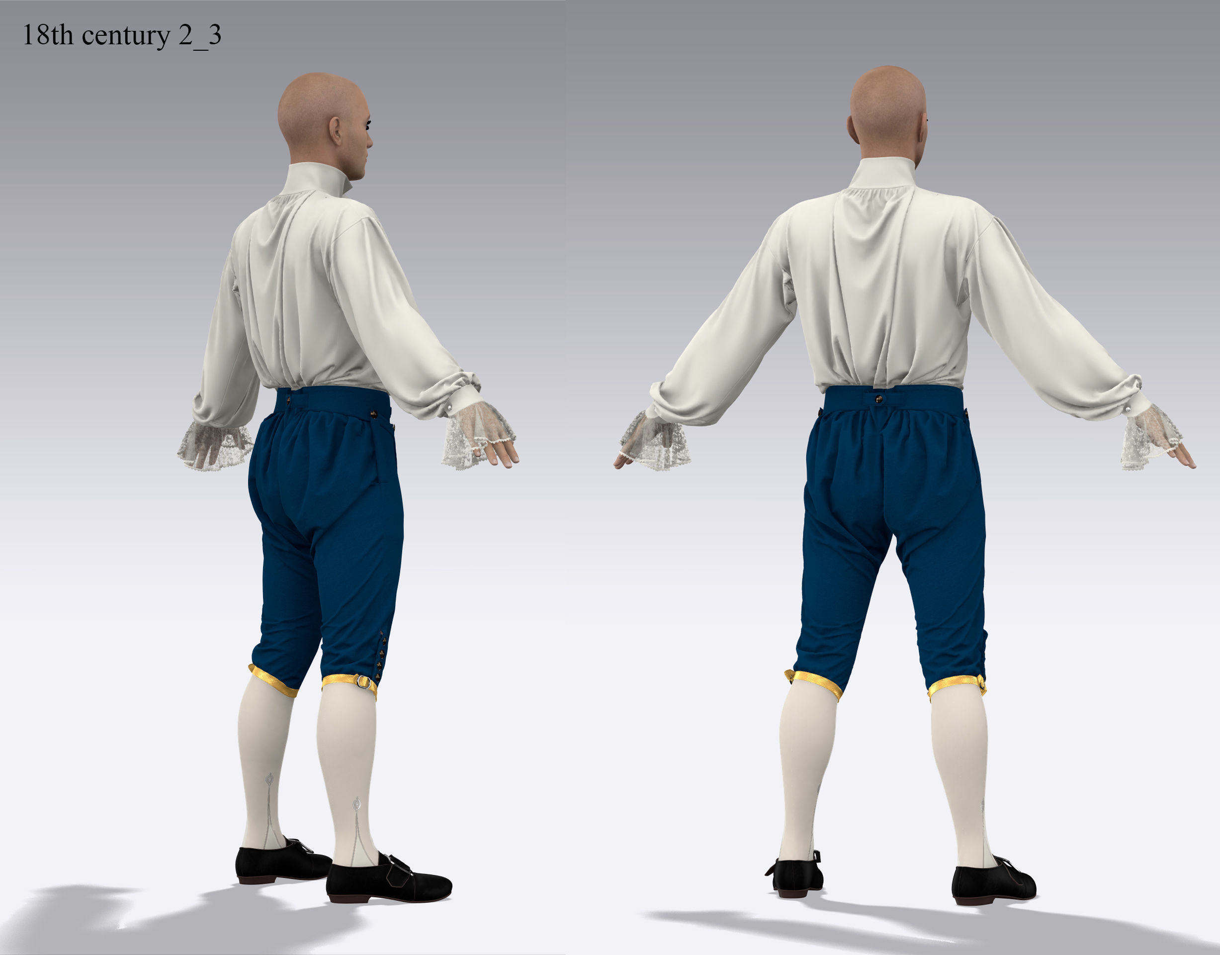 18th century outfit 2 - Marvelous Designer project and OBJ 3D model_10
