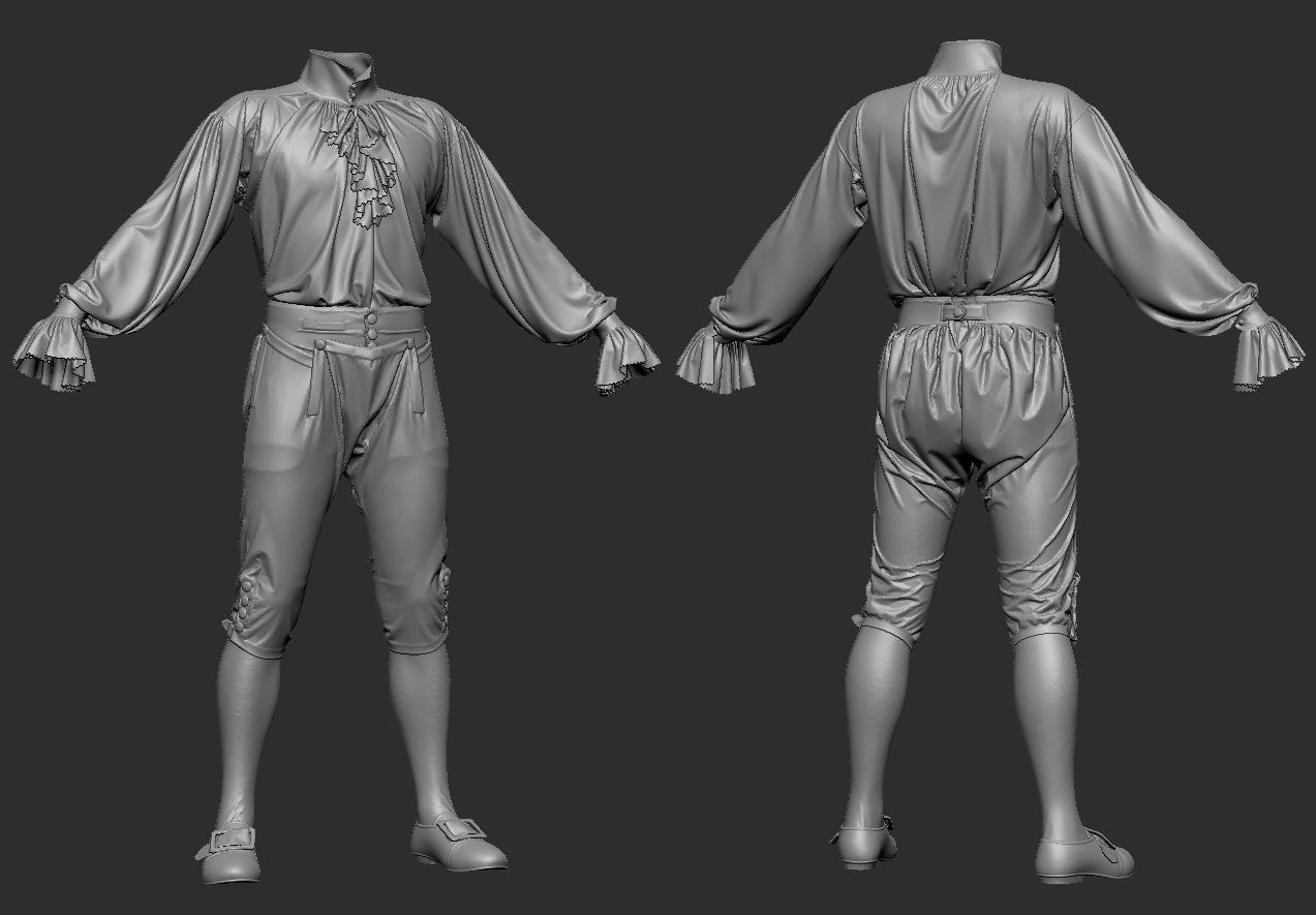 18th century outfit 2 - Marvelous Designer project and OBJ 3D model_11
