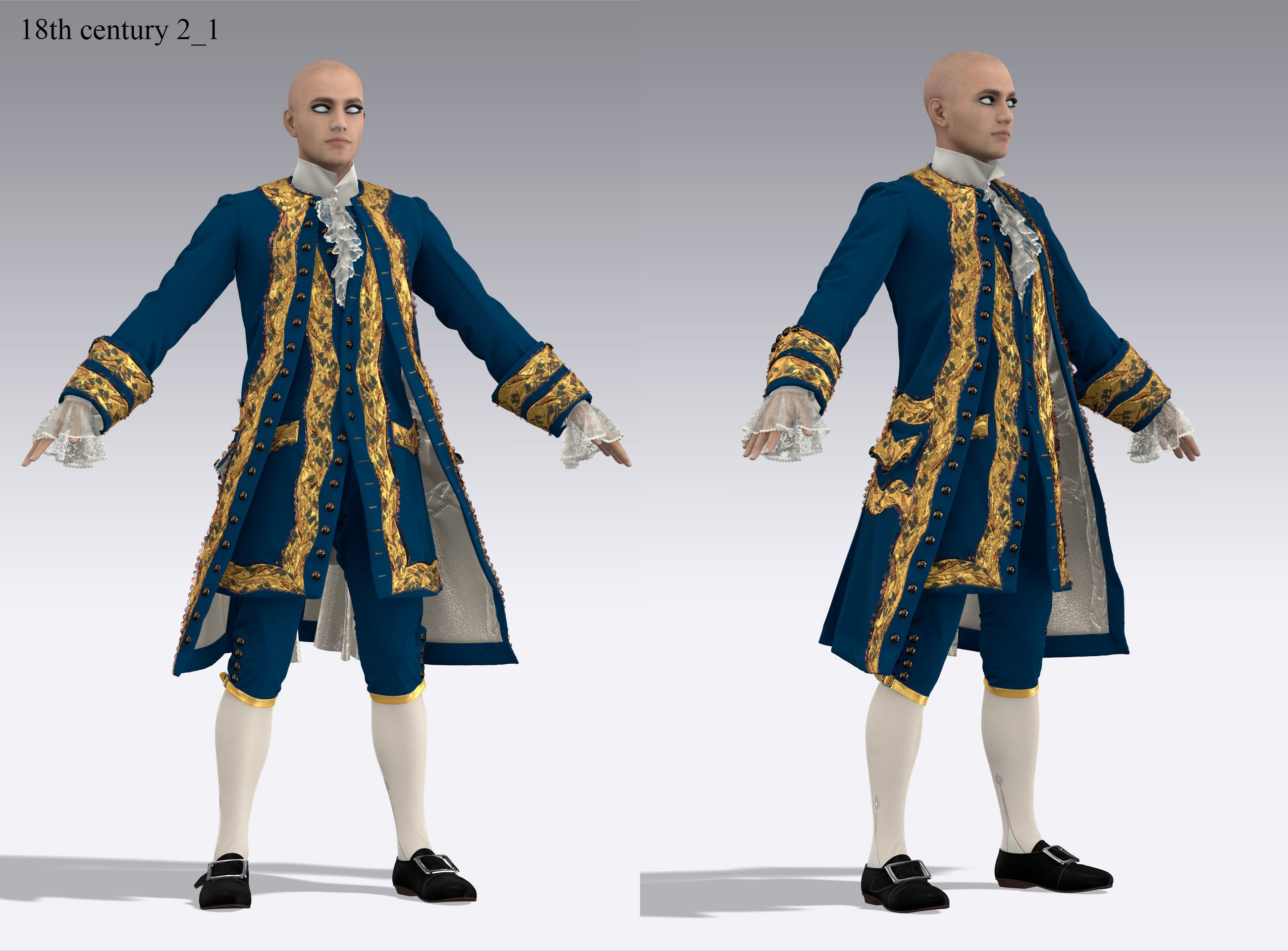 18th century outfit 2 - Marvelous Designer project and OBJ 3D model_3