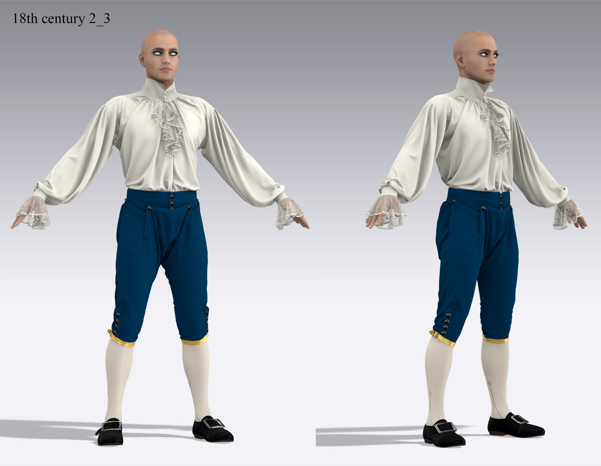 18th century outfit 2 - Marvelous Designer project and OBJ 3D model_9