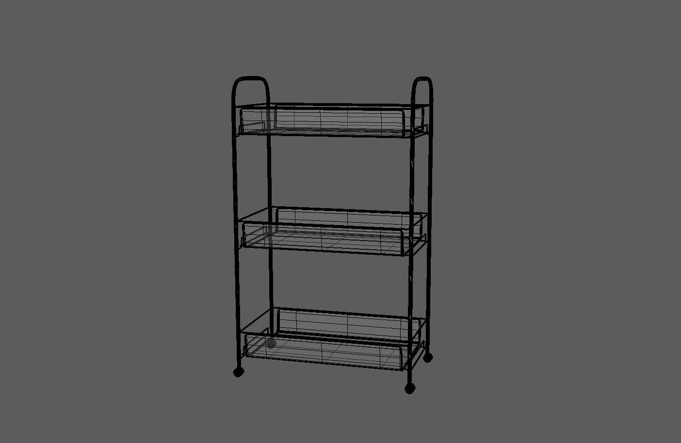Three tire kitchen rack Low-poly 3D model_9