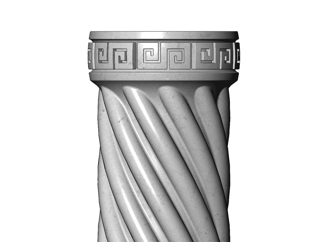 Twisted ribs greek key scrolls ends round pillar column 3D print model_8