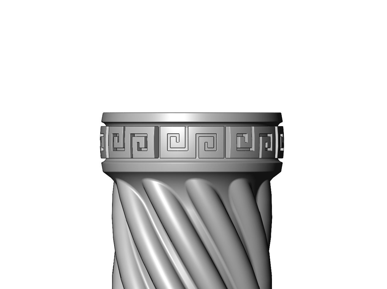 Twisted ribs greek key scrolls ends round pillar column 3D print model_2