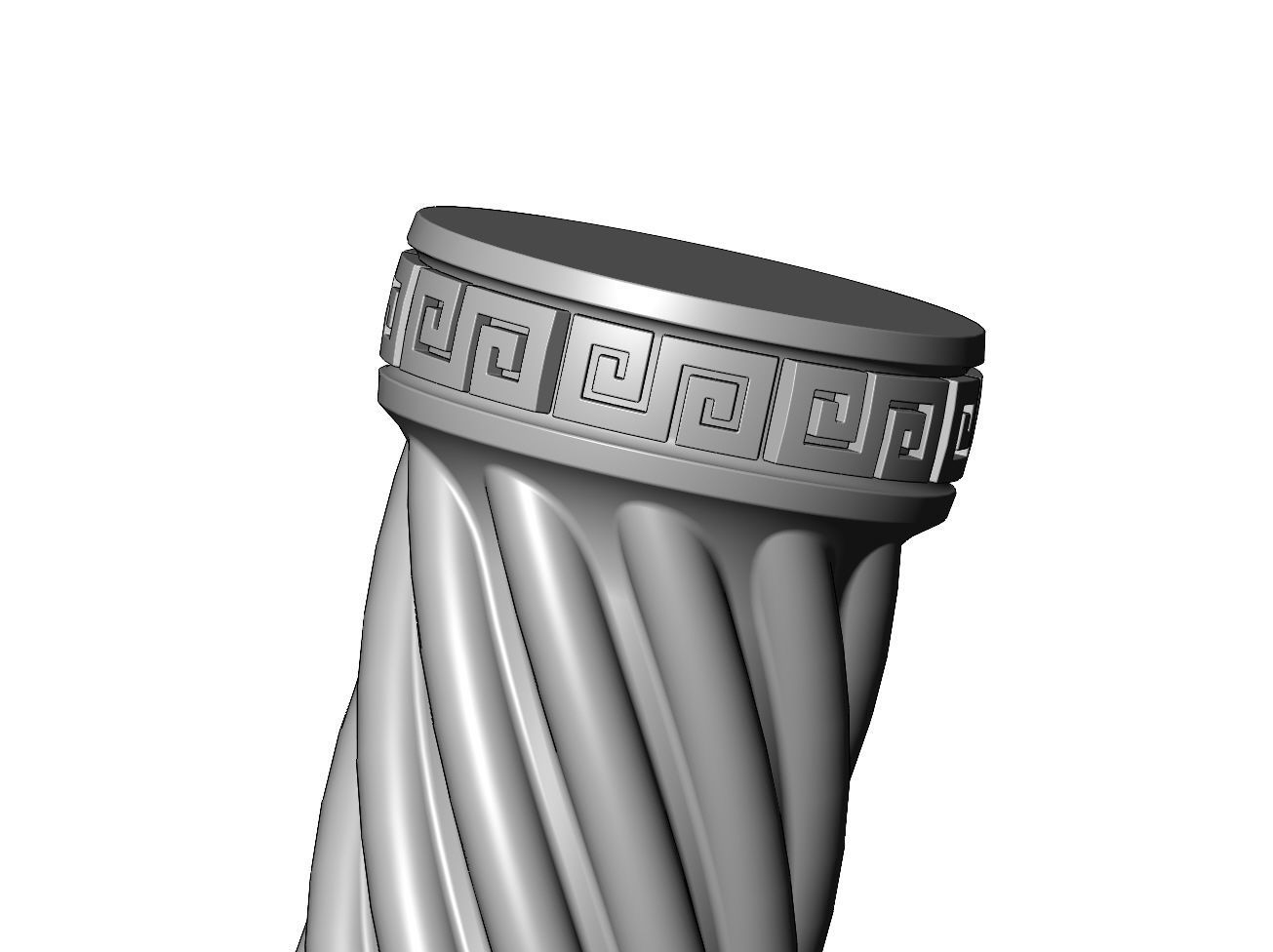 Twisted ribs greek key scrolls ends round pillar column 3D print model_1