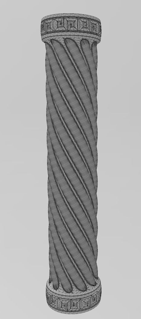 Twisted ribs greek key scrolls ends round pillar column 3D print model_16