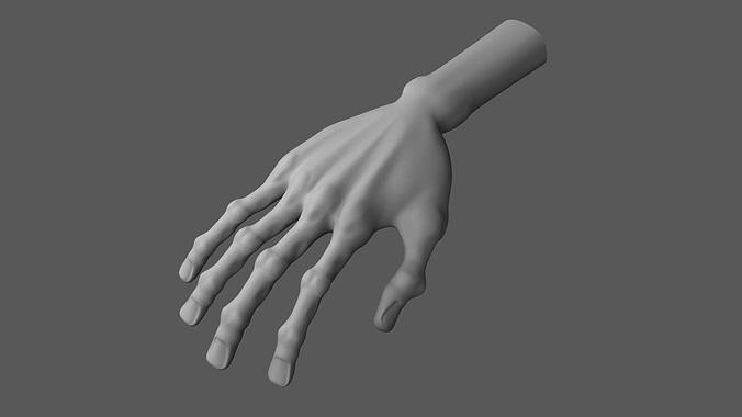 Cartoon stylized detailed hand 3D model Low-poly 3D model