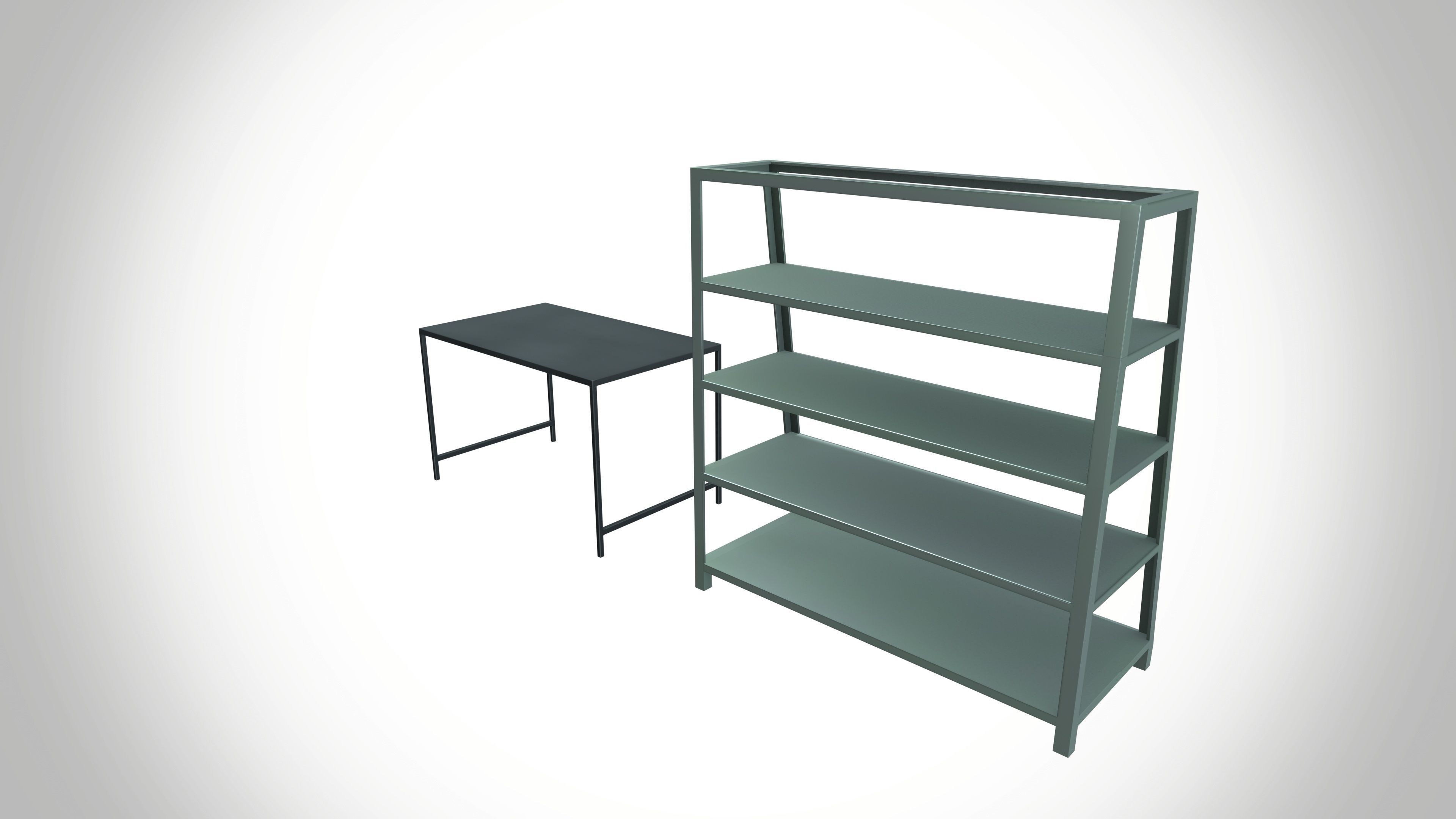 Metal Rack And Table Industrial Low-poly 3D model_4