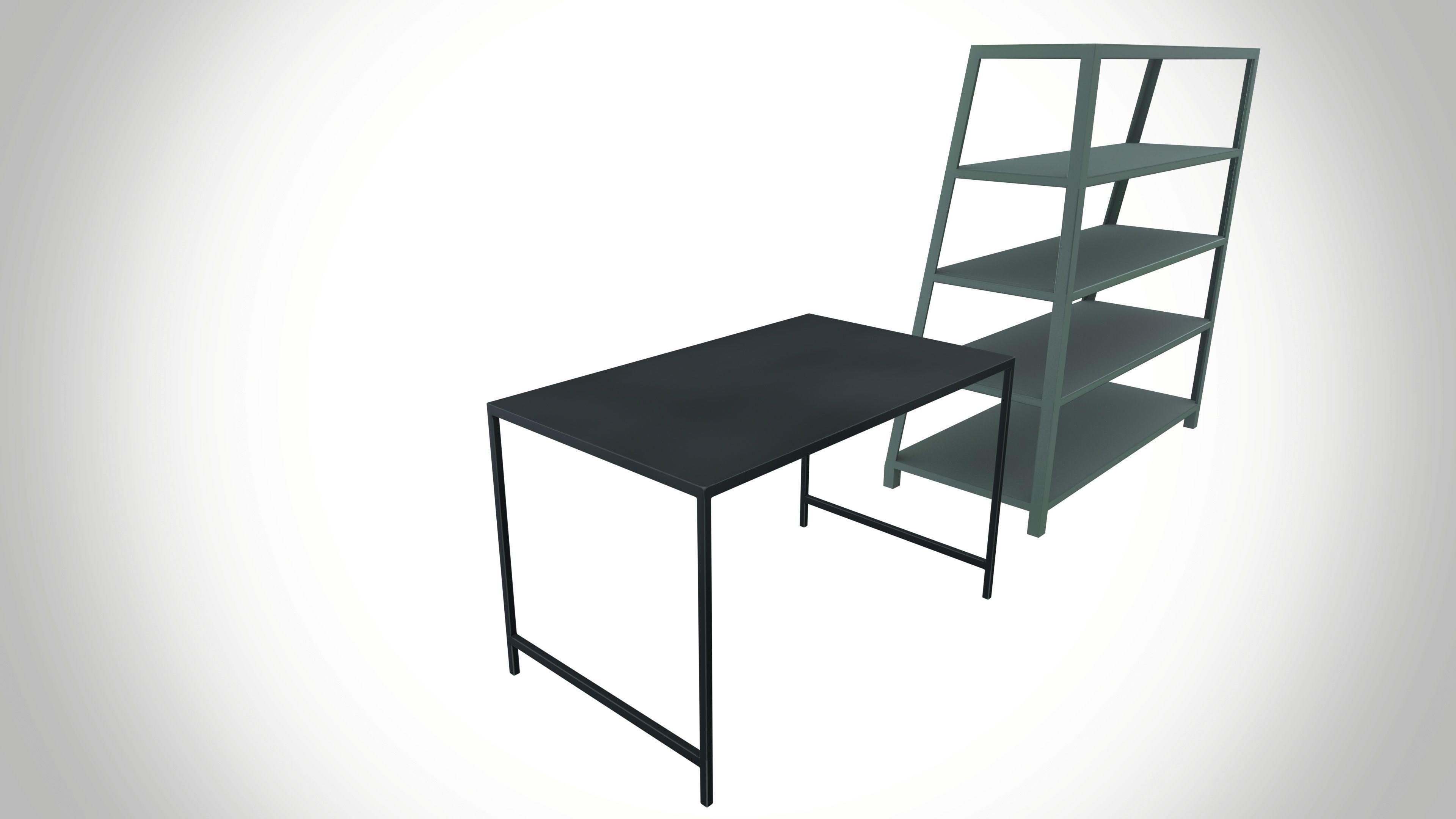 Metal Rack And Table Industrial Low-poly 3D model_5