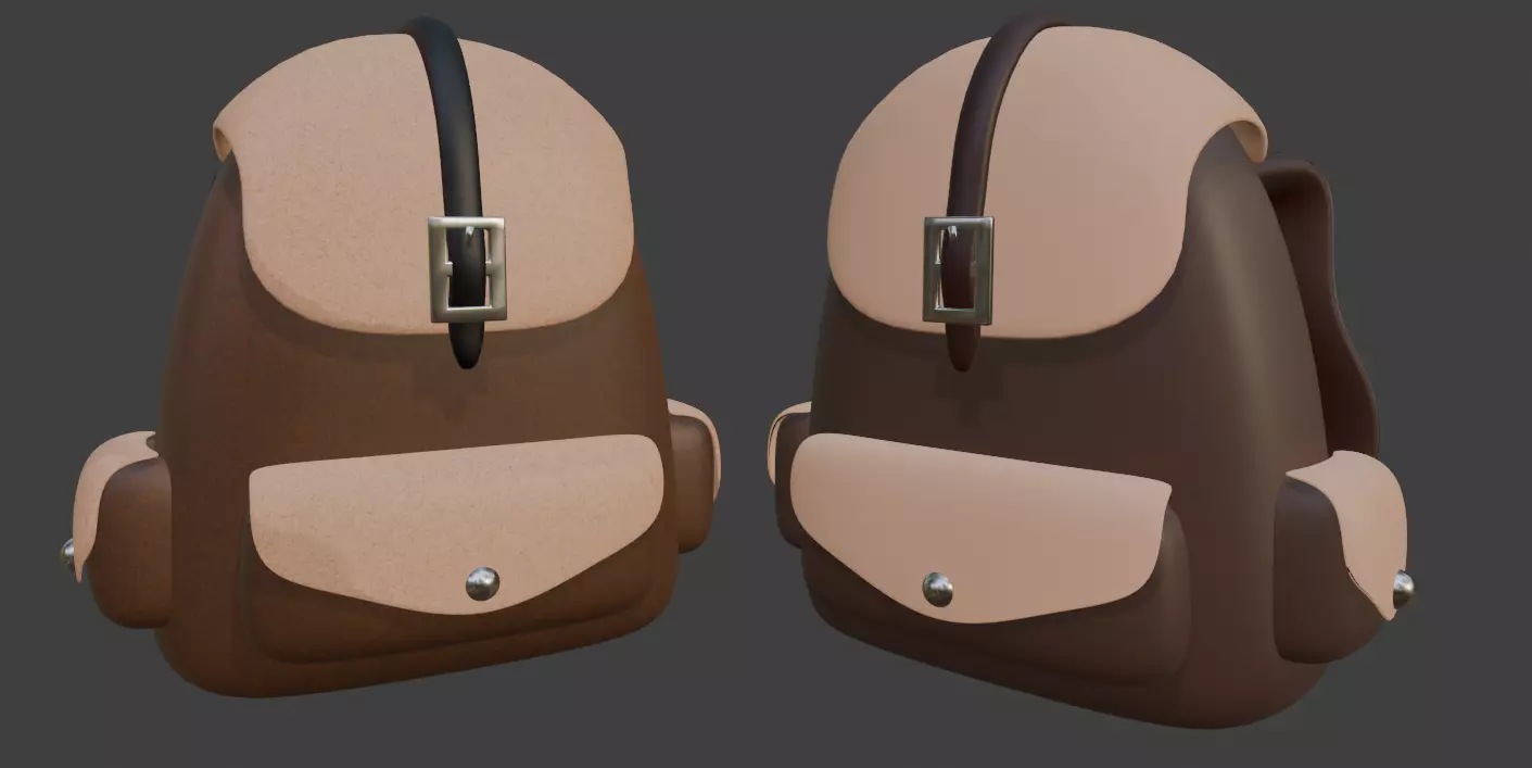 leather and cartoon backpack 3D model_0