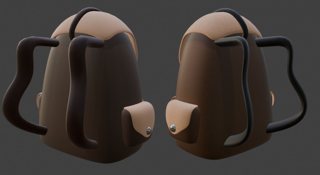 leather and cartoon backpack 3D model_1