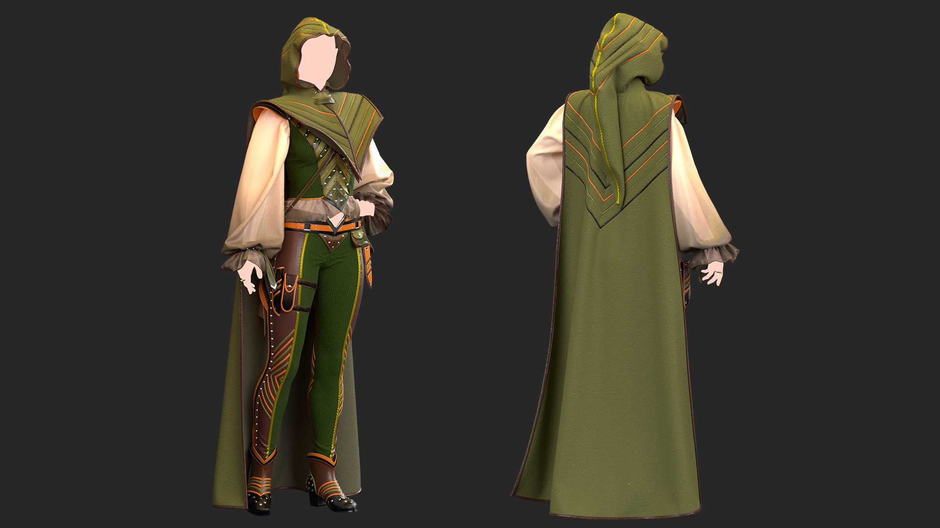 Elven costume - Marvelous Designer project and OBJ 3D model_1