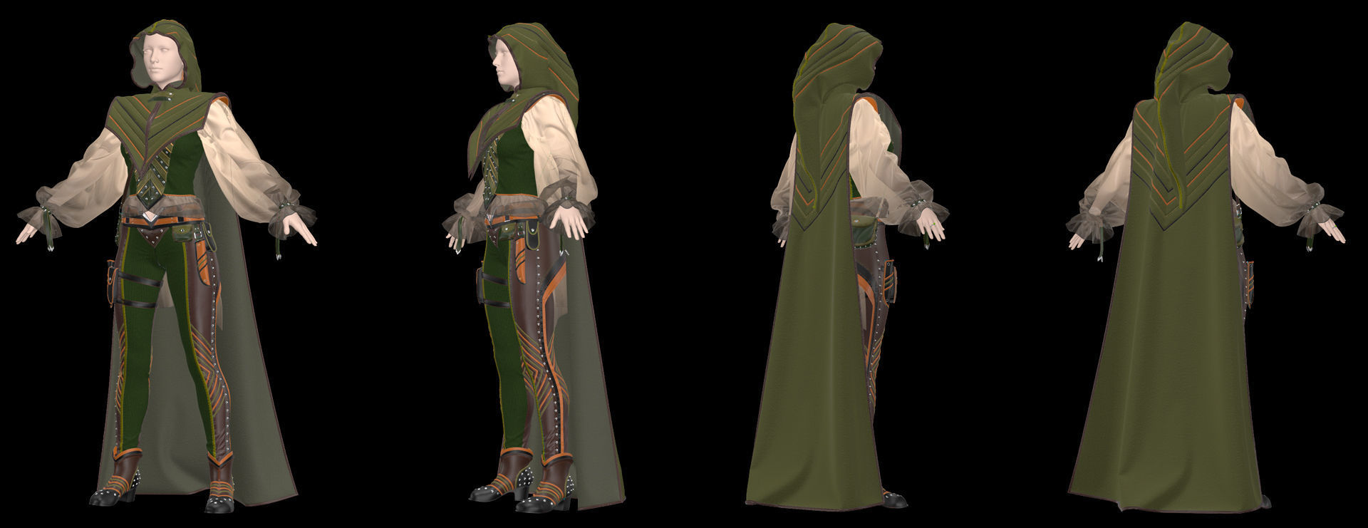 Elven costume - Marvelous Designer project and OBJ 3D model_3