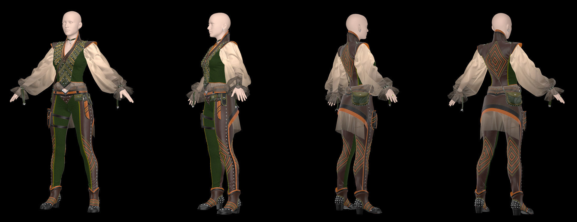 Elven costume - Marvelous Designer project and OBJ 3D model_4